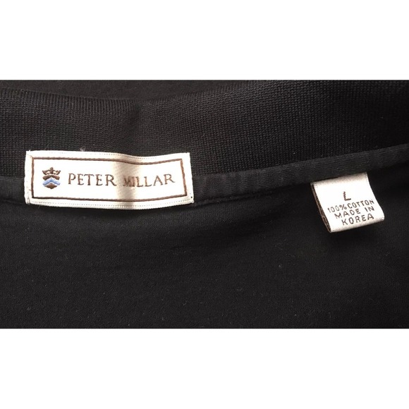 Peter Millar Golf Polo Short Sleeve Cotton Collar Black Ross Cup Shirt Mens L - Picture 7 of 9